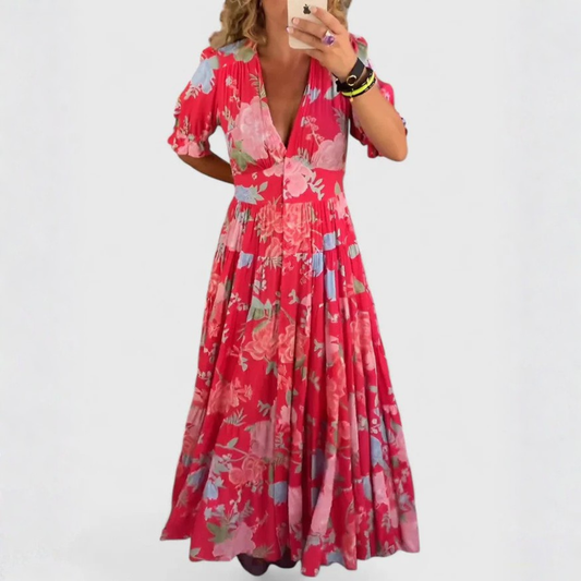 Aoife™ | Elegant Floral V-neck Dress