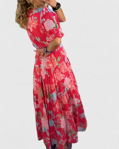 Aoife™ | Elegant Floral V-neck Dress
