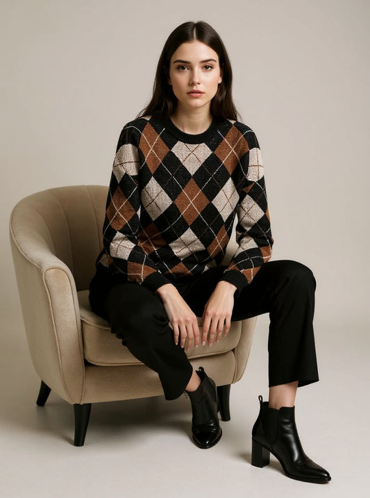 Aurelija™ – elegantiška vilnonė palaidinė su deimantiniu raštu